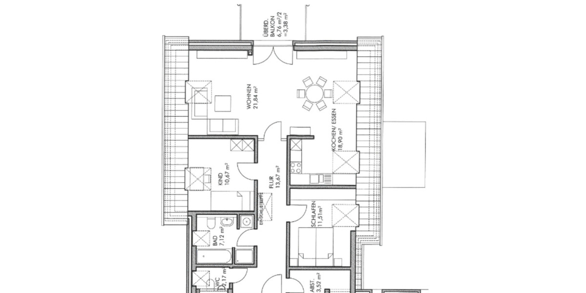 Etagenwohnung Bielefeld Senne - 3 Zimmer, 109 m&sup2;, 1.200&euro; | Angebot:25612872