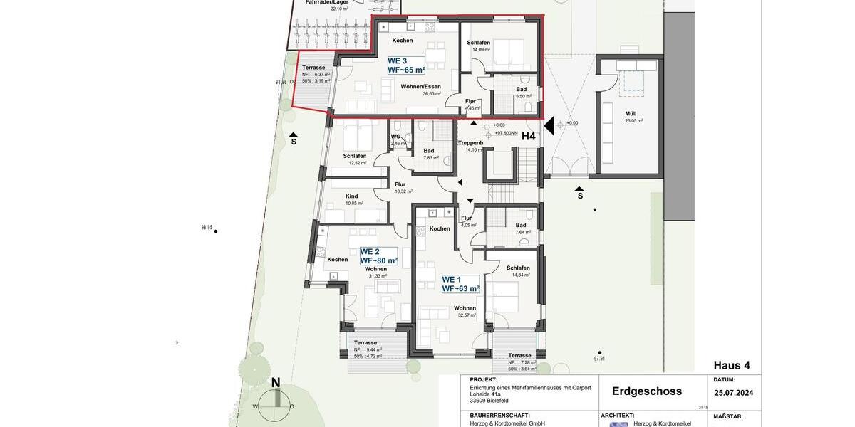Erdgeschoßwohnung Bielefeld Heepen - 2 Zimmer, 65 m&sup2;, 935&euro; | Angebot:25363974