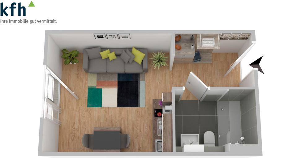 Etagenwohnung Bielefeld Schildesche - 1 Zimmer, 32 m&sup2;, 400&euro; | Angebot:15601720