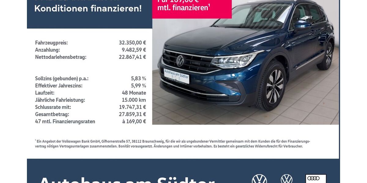 VW Tiguan 28.000 km 31.980 &euro; Rietberg 33397