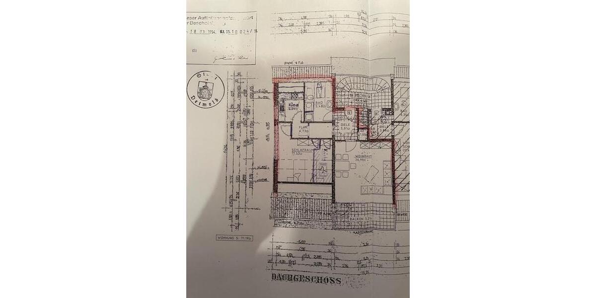 Dachgeschoßwohnung Detmold Hiddesen - 3 Zimmer, 71 m&sup2;, 570&euro; | Angebot:26312558