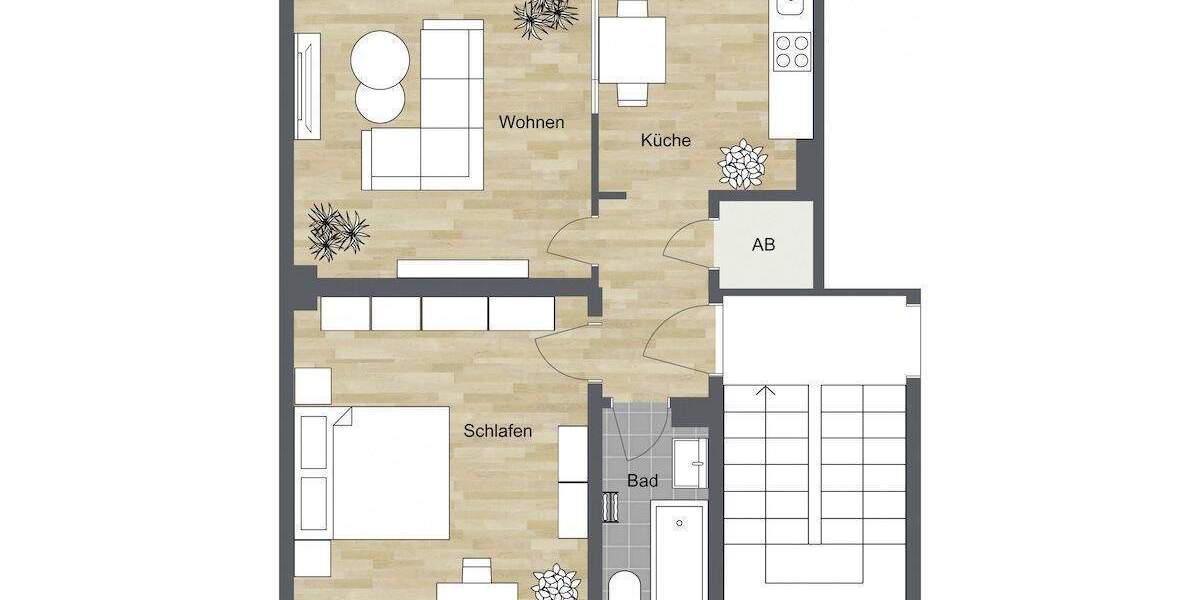 Etagenwohnung Bielefeld Brackwede - 2 Zimmer, 47 m&sup2;, 94.800&euro; | Angebot:25845333