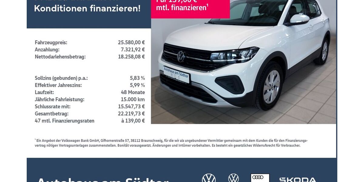 VW T-Cross 15.565 km 24.980 &euro; Rietberg 33397