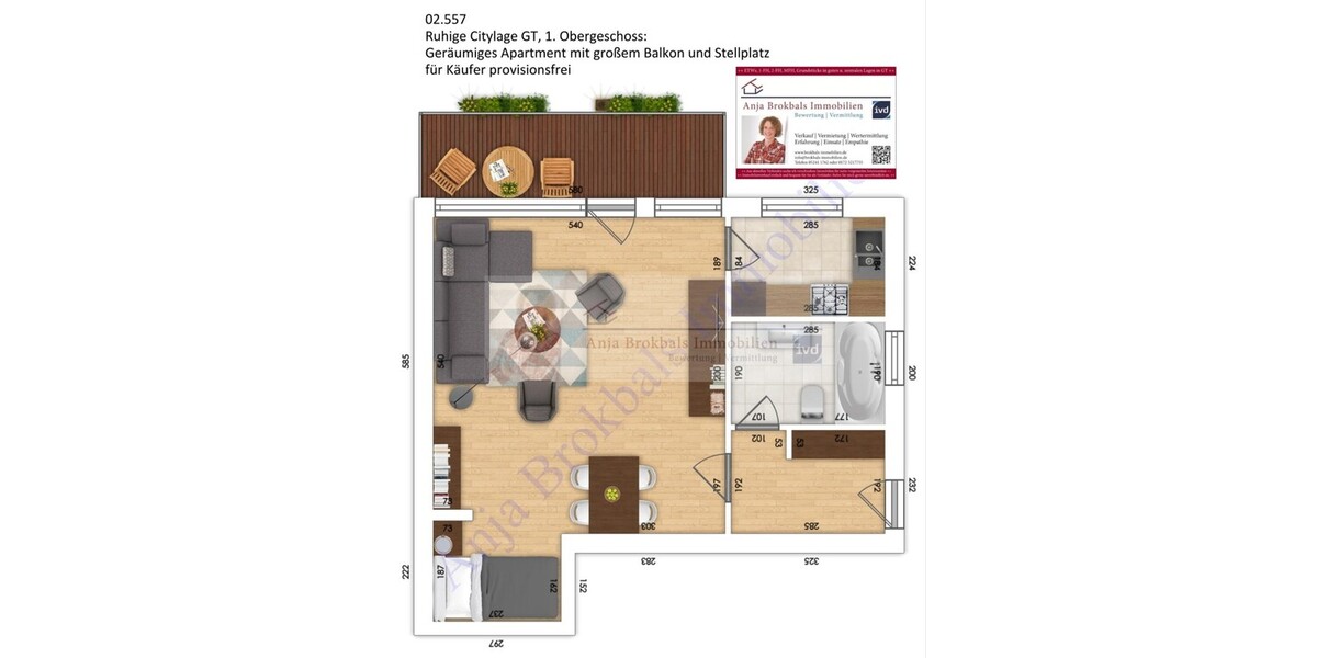 Ruhige Citylage GT: Geräumiges Apartment mit großem Balkon und Stellplatz - für Käufer provisionsfrei - 1- Gütersloh | Angebot:20189855