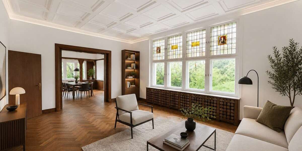 Denkmalgeschützte Fabrikantenvilla an der Weser Parkgrundstück mit drei zusätzlichen Bauplätzen - Villa Vlotho | Angebot:27254373