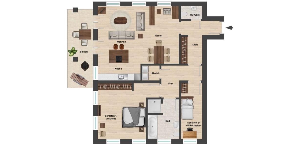 Etagenwohnung Bünde - 3 Zimmer, 105 m&sup2;, 1.550&euro; | Angebot:26574390