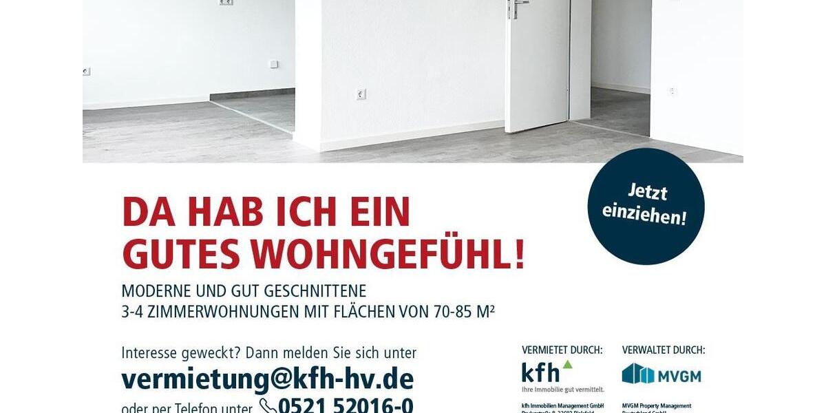 Etagenwohnung Oerlinghausen - 3 Zimmer, 74 m&sup2;, 550&euro; | Angebot:25795075