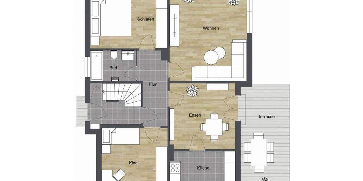 Terrassenwohnung Bielefeld Heepen - 4 Zimmer, 87 m&sup2;, 740&euro; | Angebot:25525223