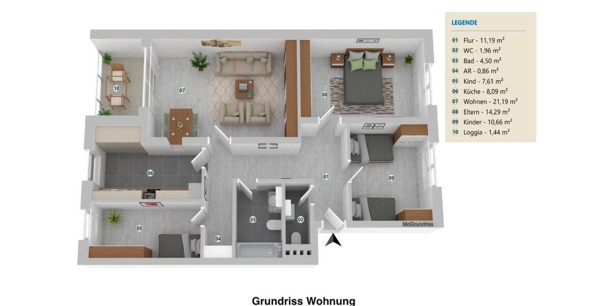 Etagenwohnung Harsewinkel - 4 Zimmer, 83 m&sup2;, 268.000&euro; | Angebot:27243523