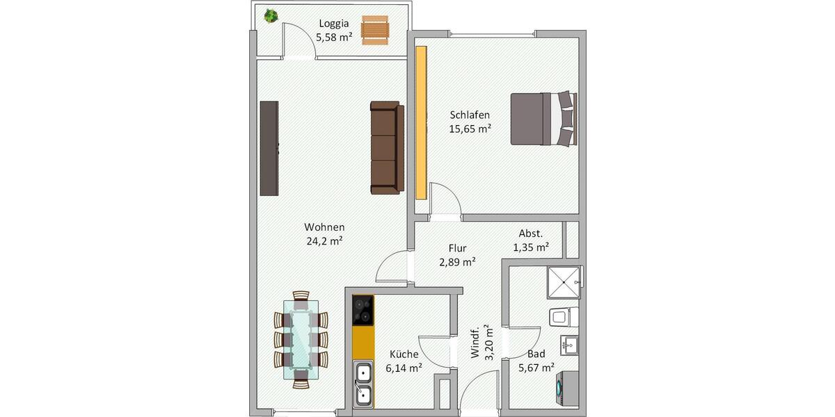 Etagenwohnung Bielefeld Stieghorst - 2 Zimmer, 63 m&sup2;, 620&euro; | Angebot:26232649