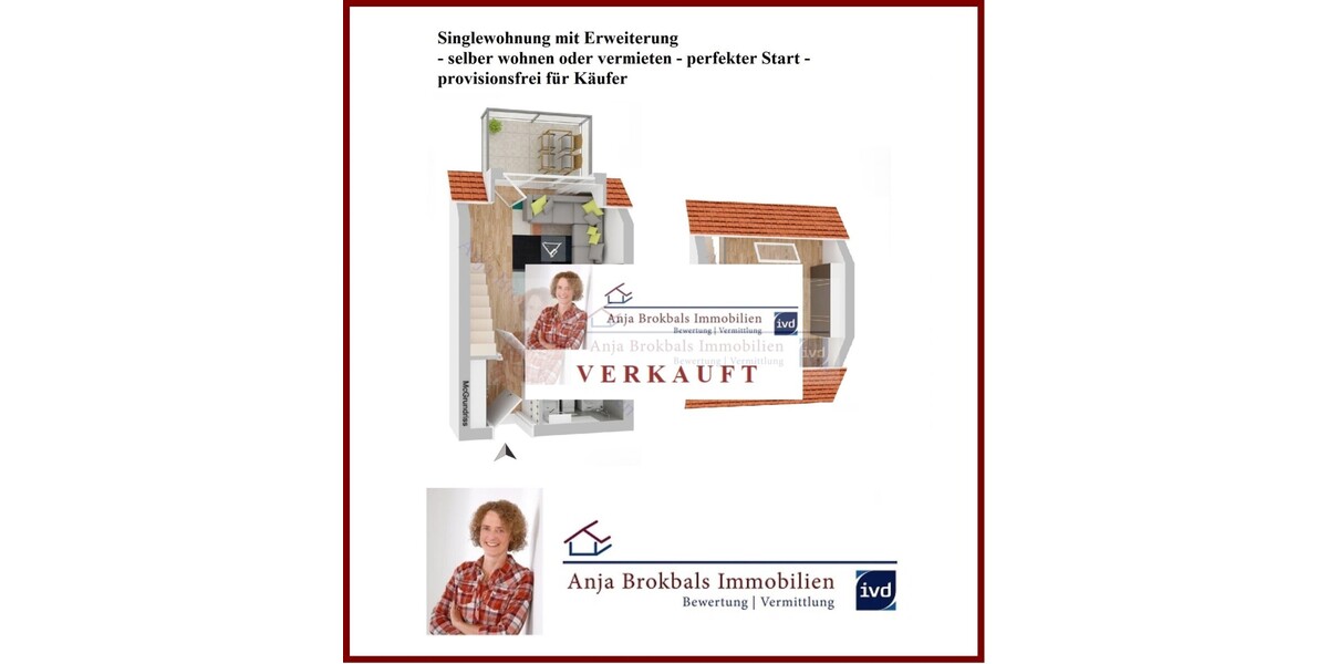 Singlewohnung mit Erweiterung - selber wohnen oder vermieten - perfekter Start - provisionsfrei für Käufer - 1.5 Gütersloh Avenwedde | Angebot:20476410