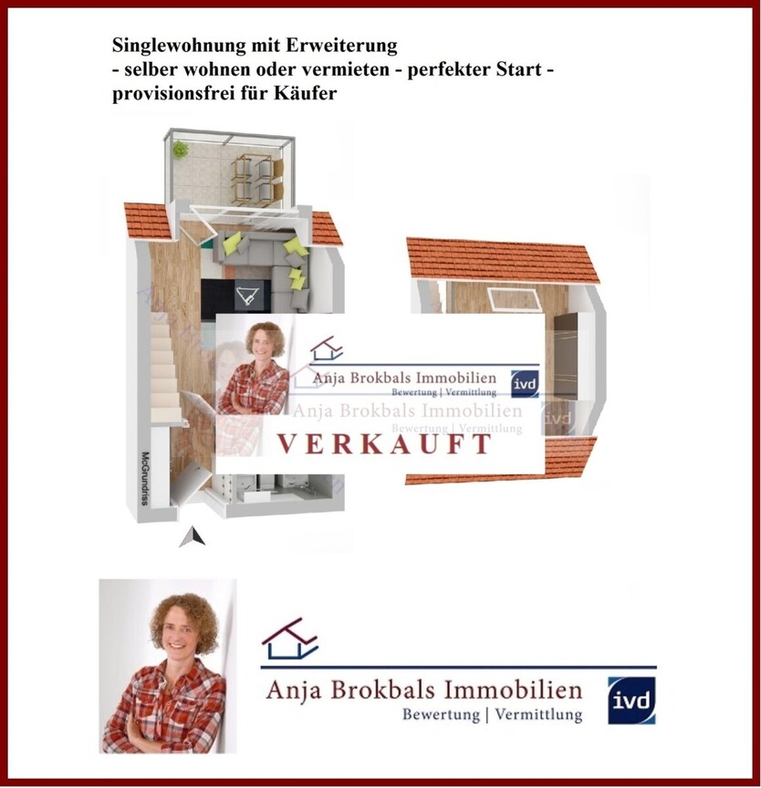 Singlewohnung mit Erweiterung - selber wohnen oder vermieten - perfekter Start - provisionsfrei für Käufer 1.5 zimmer