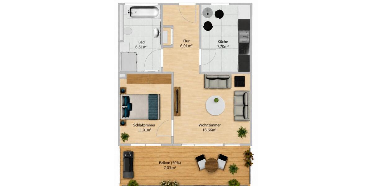 Etagenwohnung Bielefeld Mitte - 2 Zimmer, 55 m&sup2;, 235.000&euro; | Angebot:26825711