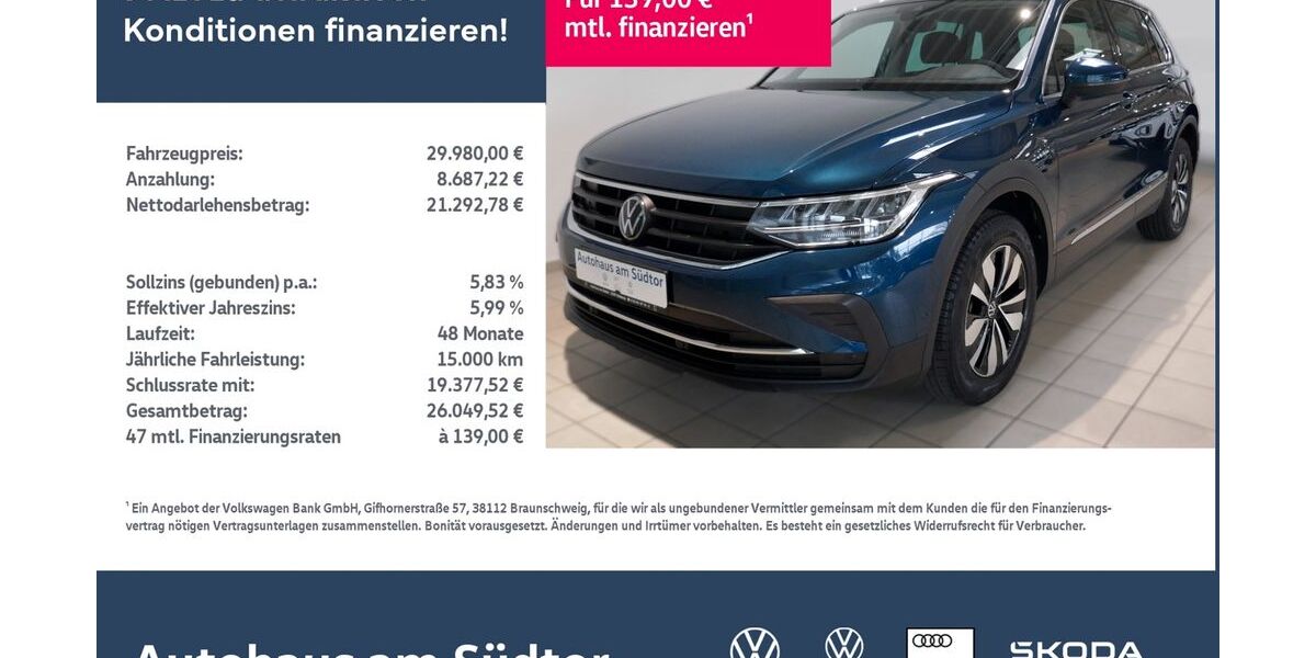 VW Tiguan 41.940 km 28.580 &euro; Rietberg 33397