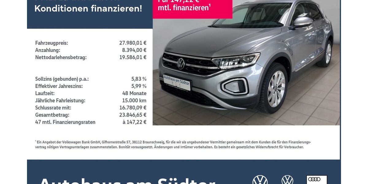 VW T-Roc 17.536 km 27.980 &euro; Rietberg 33397