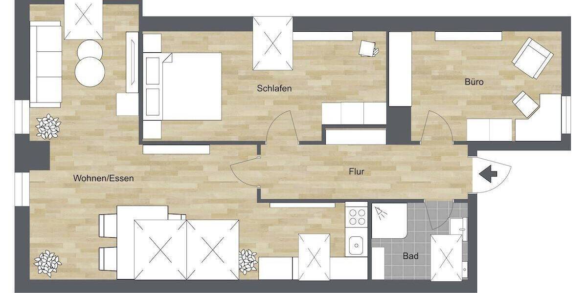 Etagenwohnung Bielefeld Ubbedissen - 3 Zimmer, 57 m&sup2;, 490&euro; | Angebot:26891861