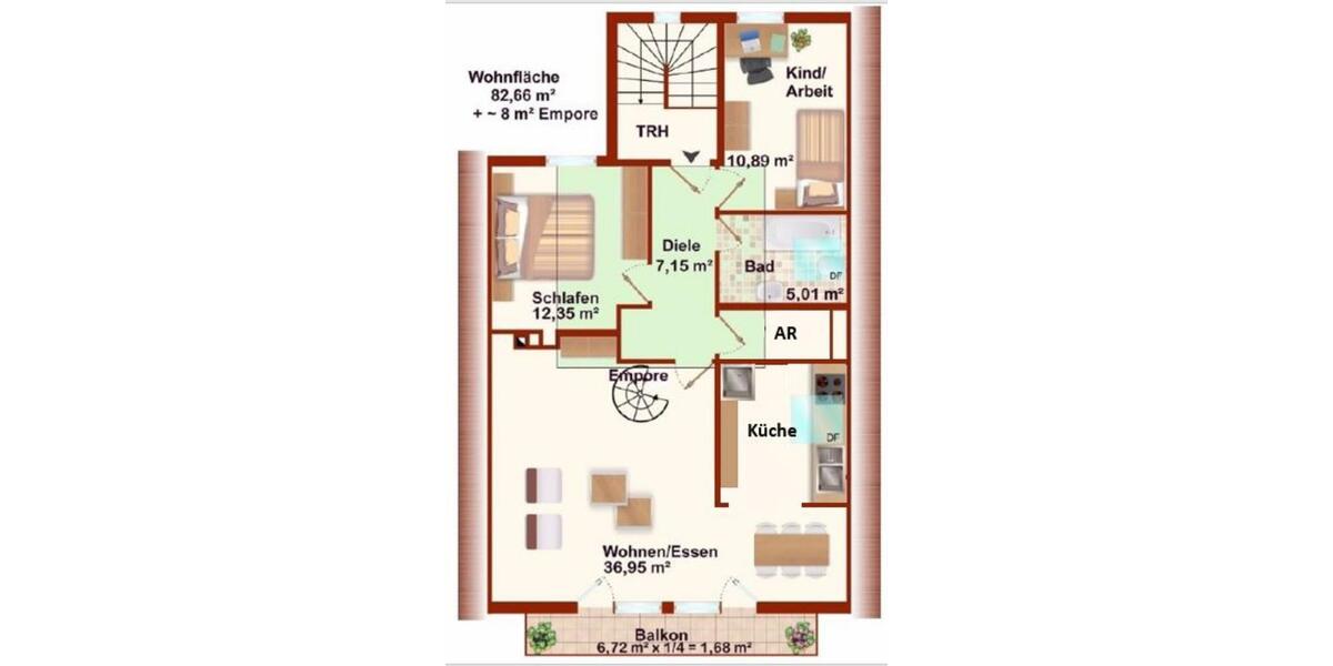 DG Wohnung mit Galerie im 3 Familienhaus in Bielefeld Brackwede 3 zimmer