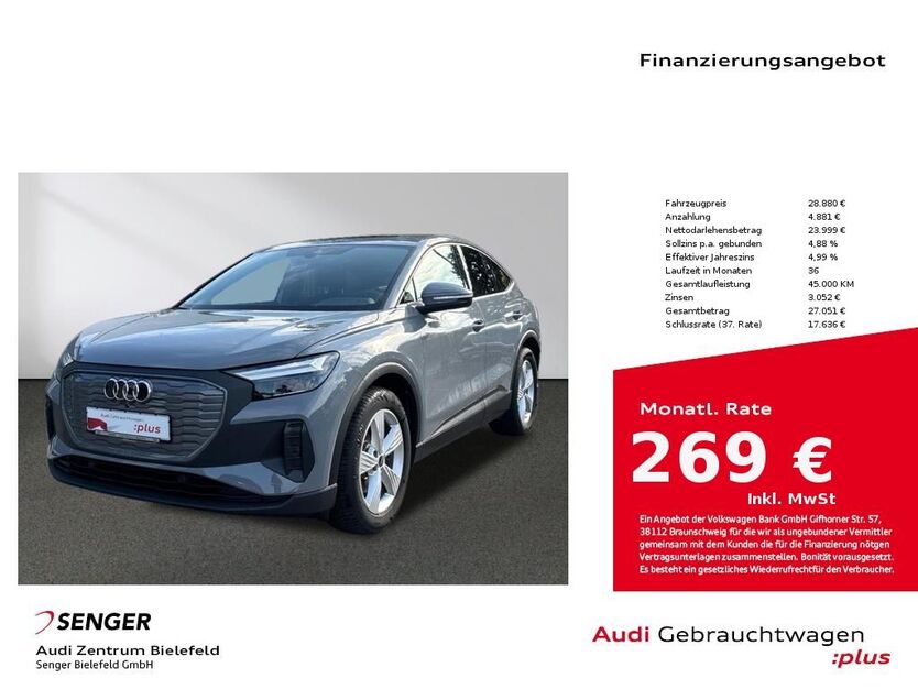 Audi Q4 e-tron 26.466 km 28.880 € Bielefeld 33609