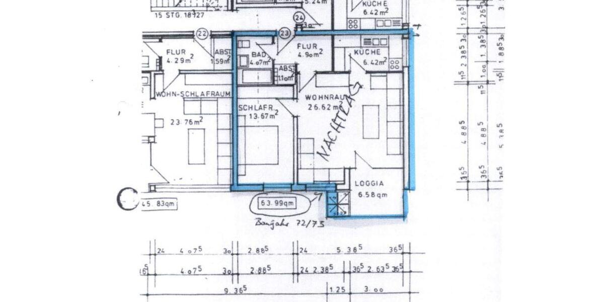 Etagenwohnung Bielefeld Schildesche - 2 Zimmer, 64 m&sup2;, 159.000&euro; | Angebot:26470211