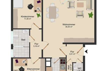 Wohnung Bielefeld Heepen - 3 Zimmer, 82 m&sup2;, 259.000&euro; | Angebot:27148181