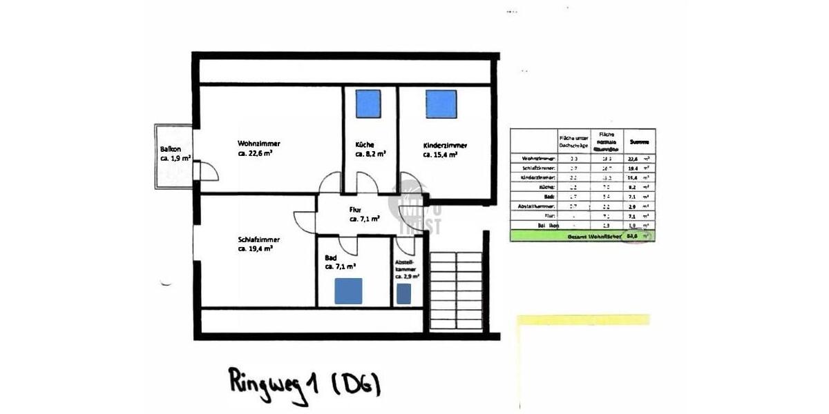 Dachgeschoßwohnung Kirchlengern - 3 Zimmer, 85 m&sup2;, 650&euro; | Angebot:25539400