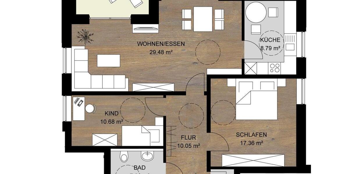 Etagenwohnung Steinhagen - 3 Zimmer, 88 m&sup2;, 1.000&euro; | Angebot:25743430