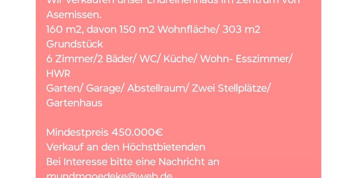 Doppelhaushälfte Leopoldshöhe - 6 Zimmer, 160 m&sup2;, 450.000&euro; | Angebot:27083277