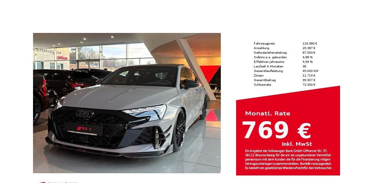 Audi RS3 3.000 km 116.980 &euro; Bielefeld 33609