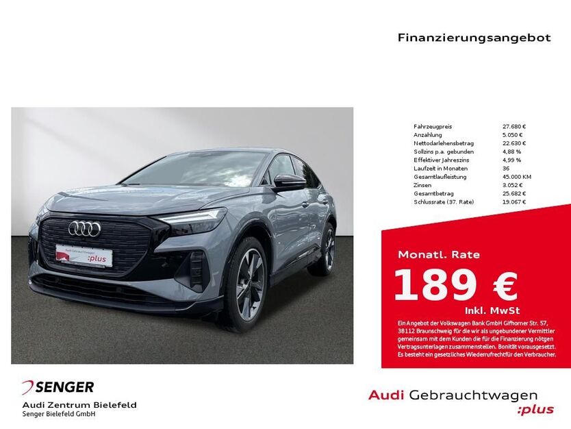 Audi Q4 e-tron 27.911 km 25.880 € Bielefeld 33609